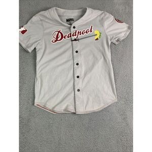 Marvel‎ Deadpool Baseball Style Jersey Button Up Medium Wilson